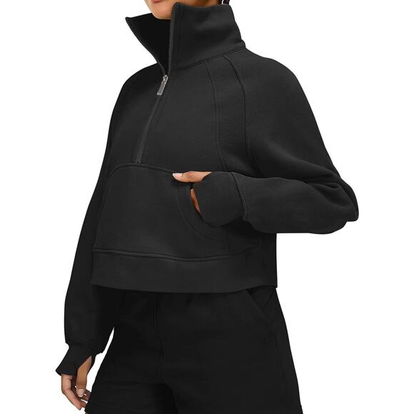 Cropped Pullover Sweatshirt Black Size M - Picture 2 of 5